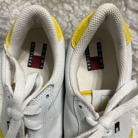 Y2K Vintage Streetwear Sneakers White Leather w/ patent yellow accents size 7.5 - Picture 7 of 14